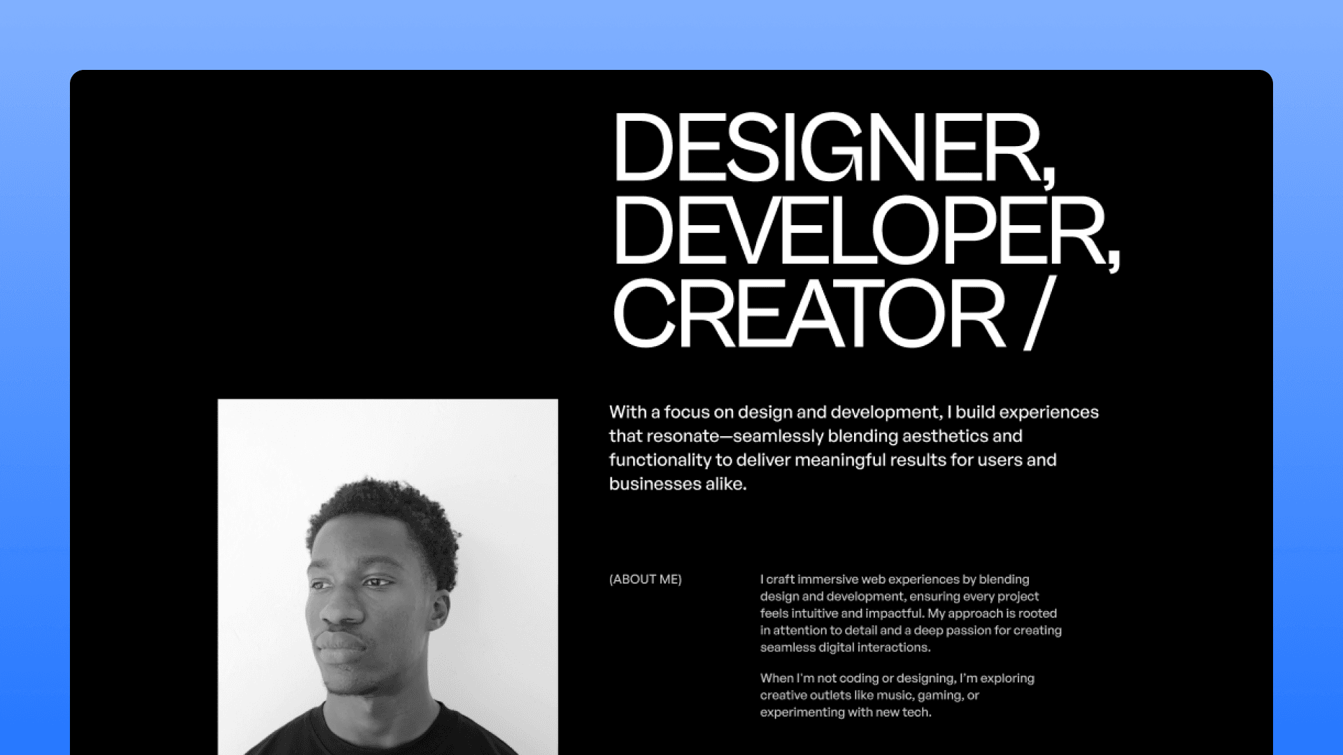 Arete - Creative Developer Portfolio hover