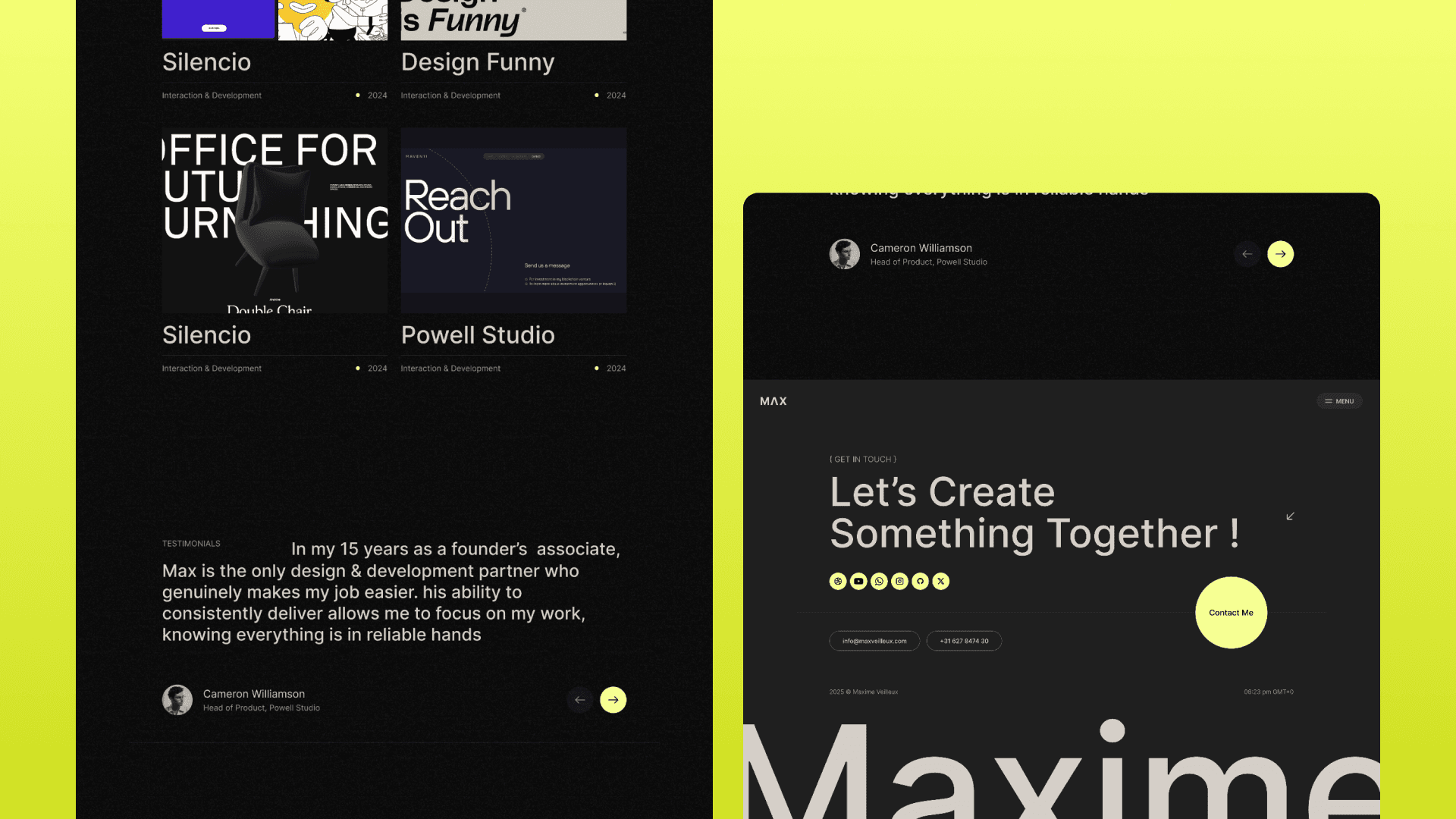 Max - Creative Developer Portfolio hover